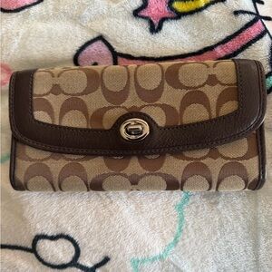 Coach Tan and Brown Canvas Wallet